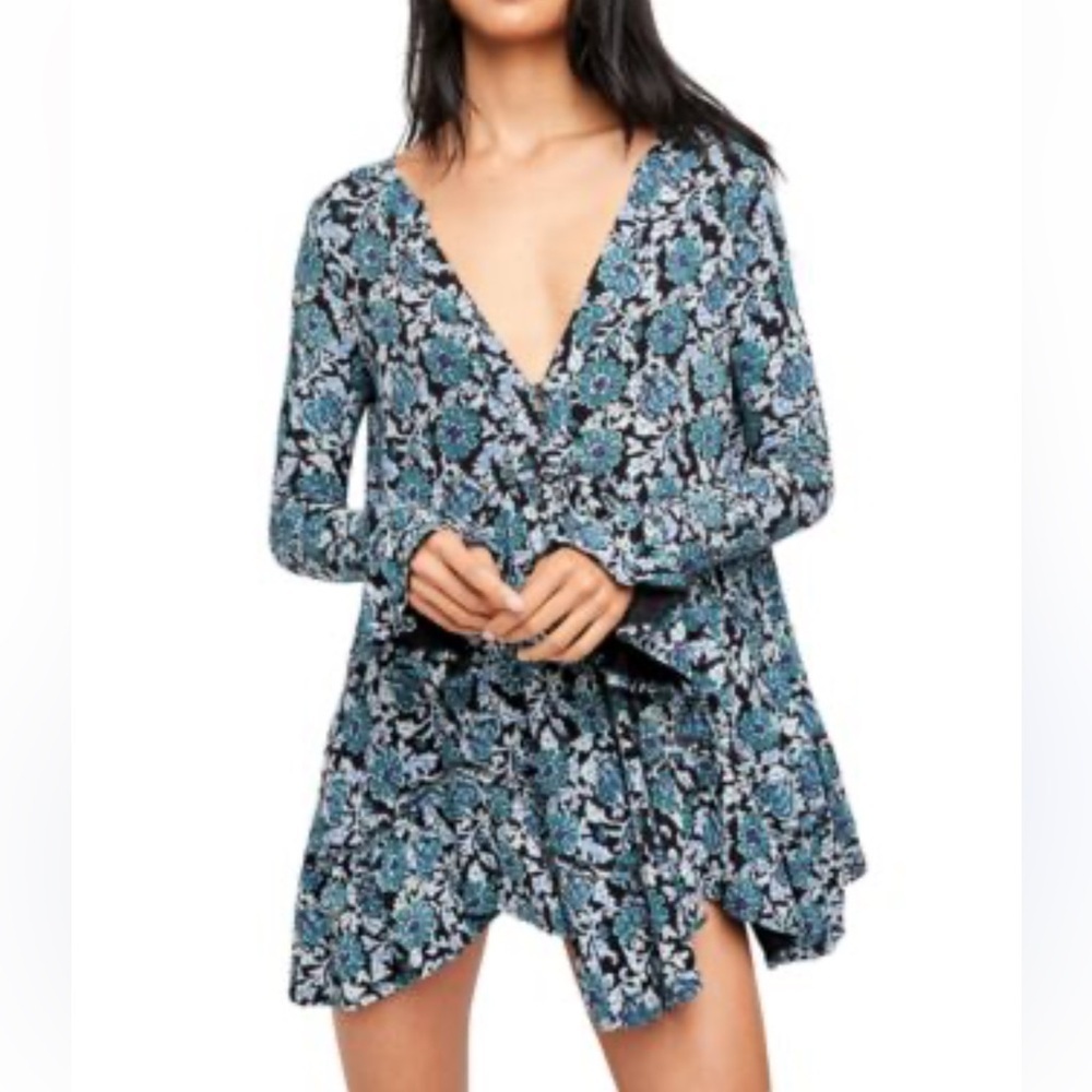FREE PEOPLE Olivia Printed Ruffled Tunic Size Small